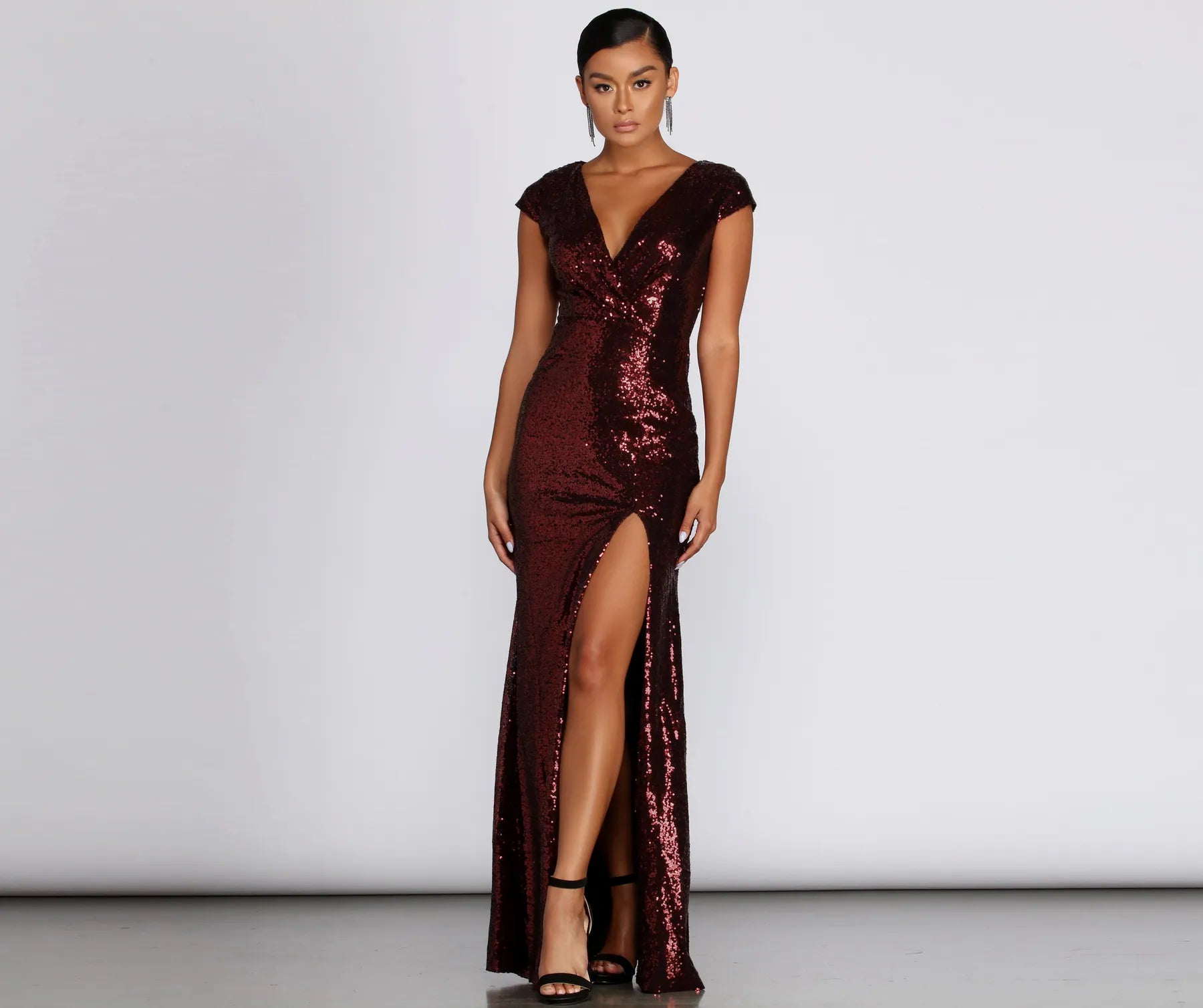Diamond Series Darby Sequin Cap Sleeve Gown