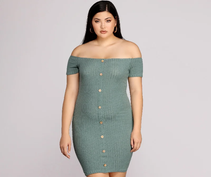 Romantic And Fresh Plus Thrill Of Knit Ribbed Dress