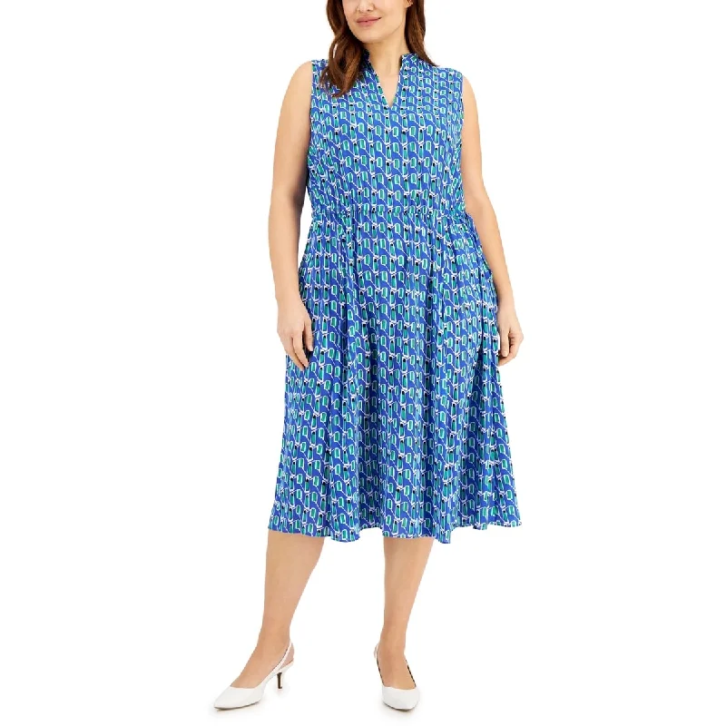 Trendy Wear Anne Klein Women's Jenna Drawstring Waist Midi Dress Blue Size 0X