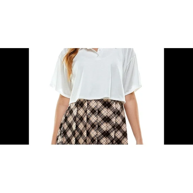 Playful Style Kingston Grey Junior's Two Piece Printed Skirt Dress Brown Size Medium