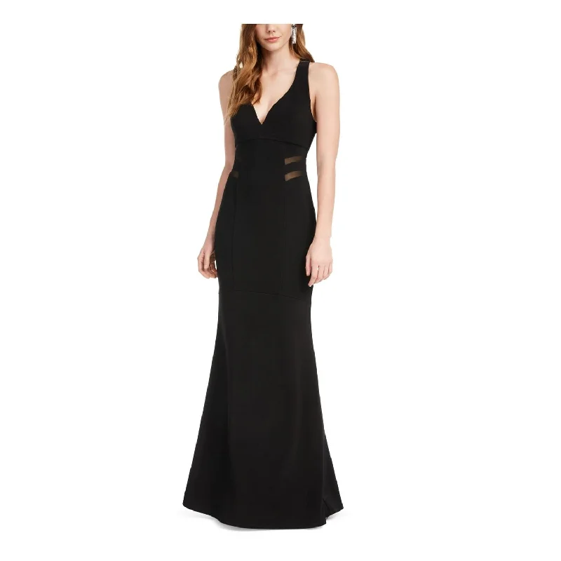 Personal Design Emerald Sundae Women's Sheer Sleeveless V Neck Full Length Evening Mermaid Dress Black Size X-Small