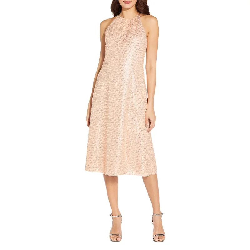 Literary Style Aidan by Aidan Mattox Womens Halter Sequined Cocktail and Party Dress