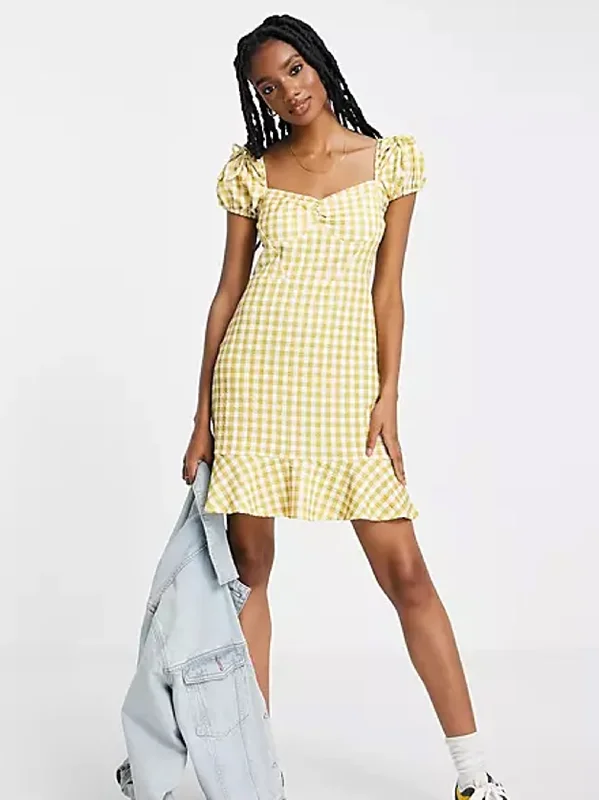 Perfect Tailoring Women's Plaid Dress,Yellow
