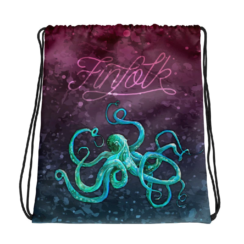 Printed pattern Cosmic Kraken Drawstring Bag