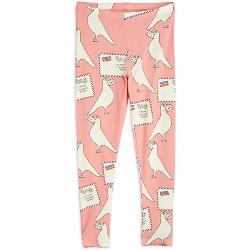Elegant And Simple Mini Rodini Pigeons Tencel Aop Leggings Pink