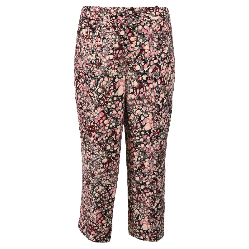 Easy Style Victoria Beckham Printed Straight-Leg Crop Trousers in Multicolor Cotton