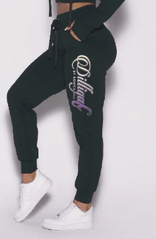 Luxury Fashion Classic Purple Jeweled Joggers