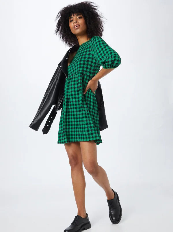 Bright Colors Women's Plaid Dress,Green