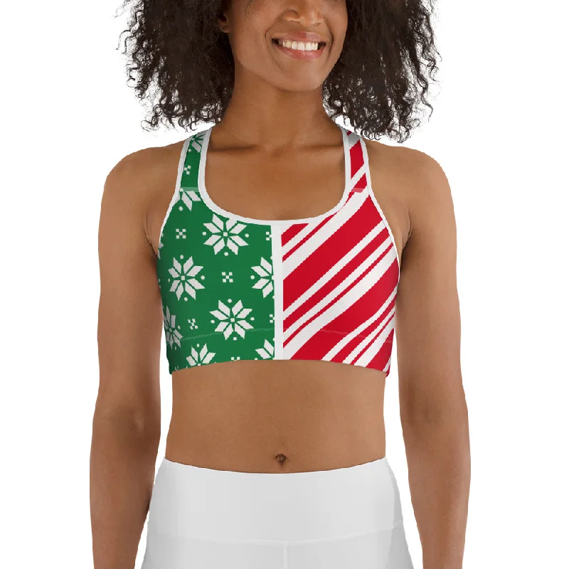 Relaxed Wear Two-Side Pattern Christmas Sports Bra