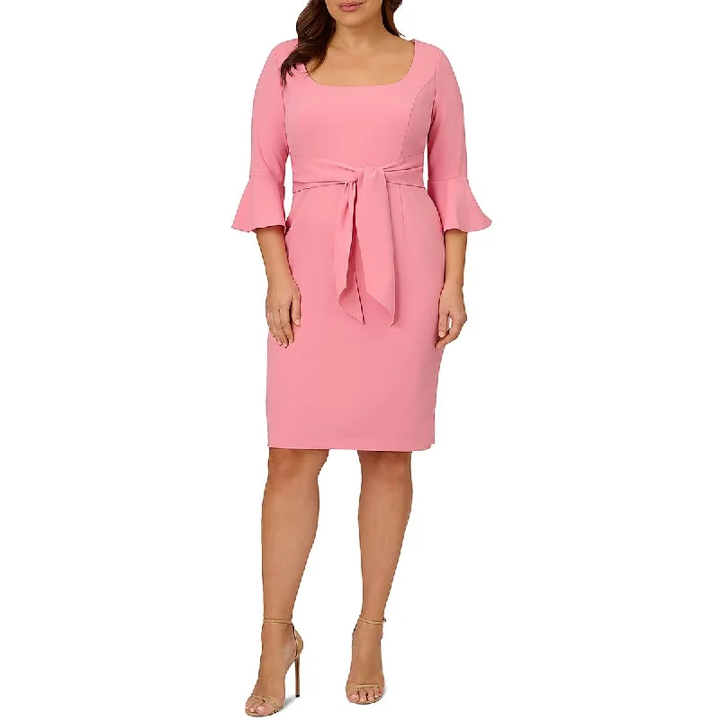 Retro Style Adrianna Papell Womens Solid Crepe Cocktail And Party Dress