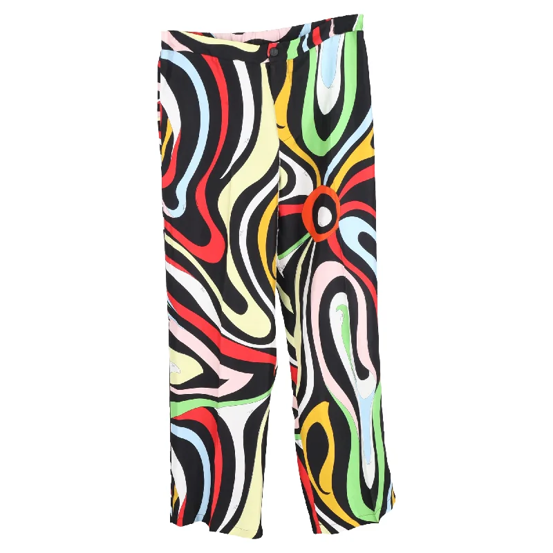 Stylish Wear Emilio Pucci Marmo Straight-Leg Trousers in  Multicolor Silk