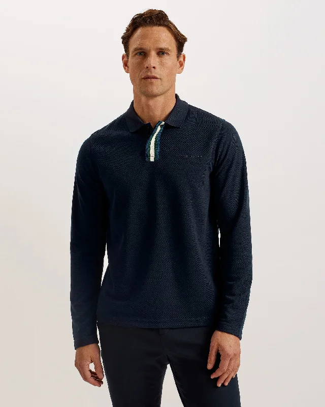 Party Wear Pacto Ls Branded Polo Navy