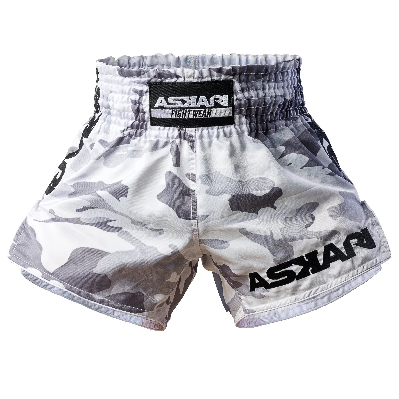 Leisure Travel "SOLDIER" ASKARI MUAY THAI SHORTS [SNOW CAMO]