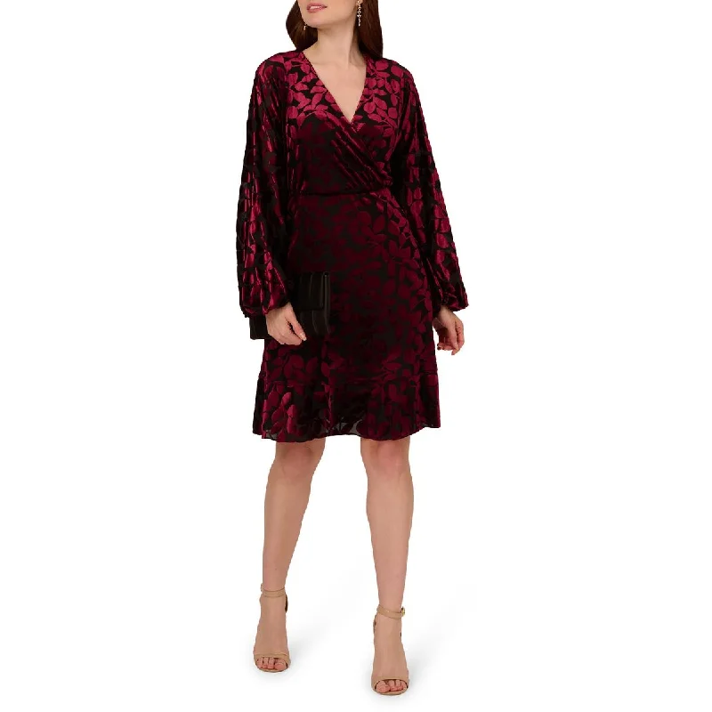 Retro Dress Adrianna Papell Womens Velvet Burnout Cocktail And Party Dress