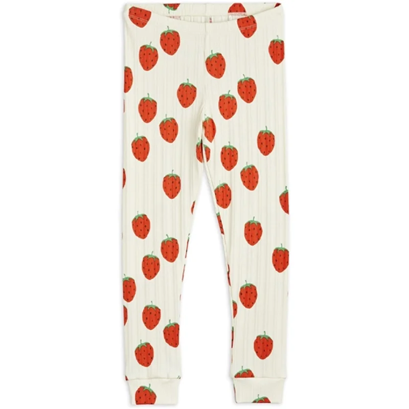 Elegant And Charming Mini Rodini Strawberries Aop Leggings Offwhite