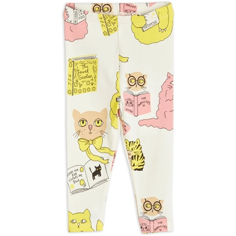 Free And Casual Mini Rodini Cats Aop Baby Leggings Offwhite