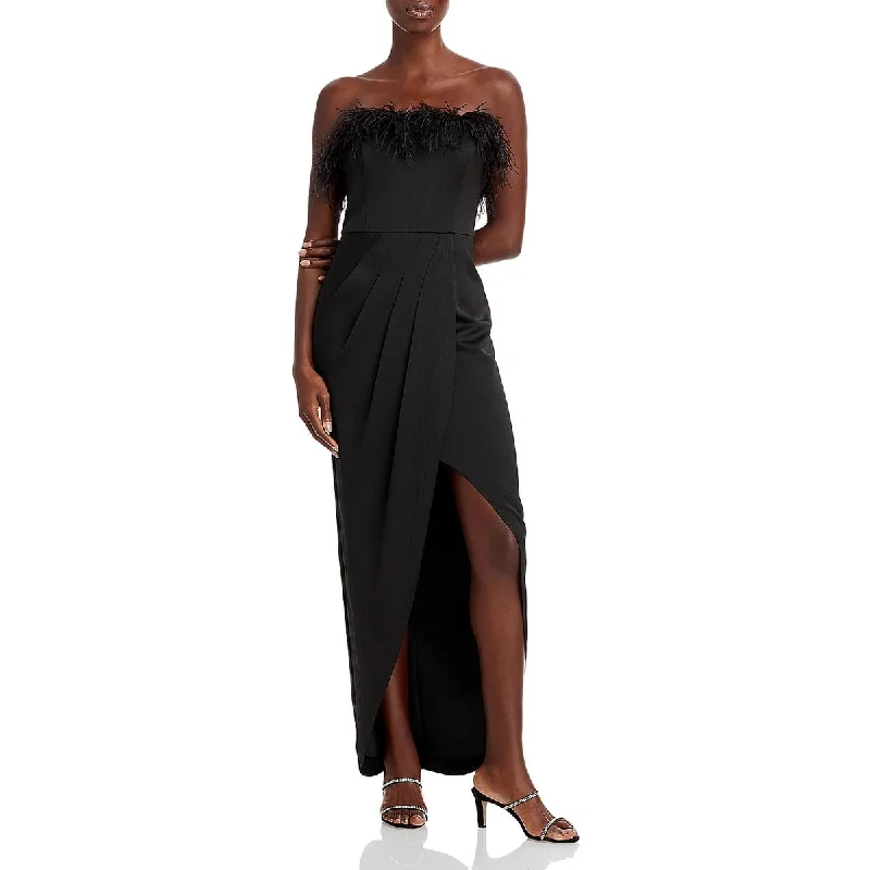 Street Vertical And Horizontal Design Aidan by Aidan Mattox Womens Feathers Column Cocktail And Party Dress