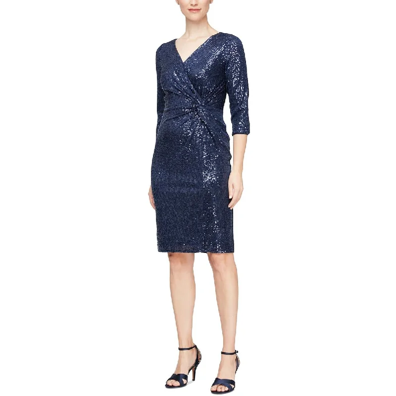 Comfortable and simple Alex Evenings Womens Petites Sequined Nylon Cocktail And Party Dress