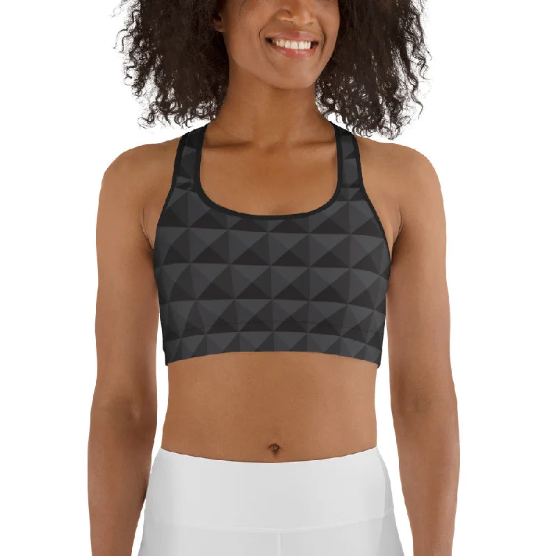 Layered Comfort Seamless Cube Pattern Sports Bra