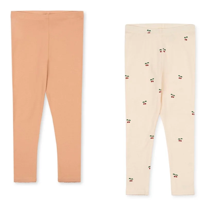 Designer Style Konges Sløjd Cherry/ Toasted Almond Basic Leggings 2-pak