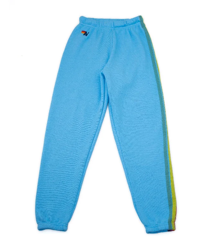 Must-have For Autumn And Winter Aviator Nation Women 5 Stripe Sweatpants Sky/Rainbow