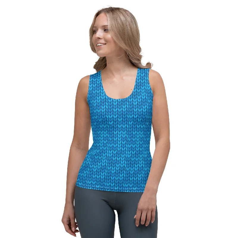 Sporty Elegance Knitted Print Pattern Tank Top