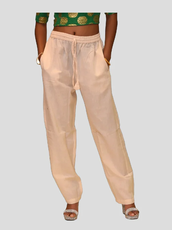 Street Charm Unisex Cotton Macaroon Cream Straight  pants