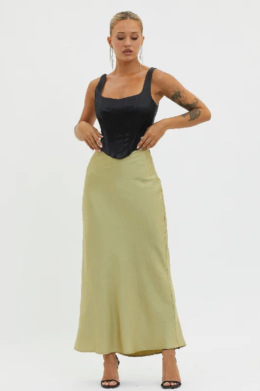 Easygoing Fashion Guiding Light Midi Skirt Light Green