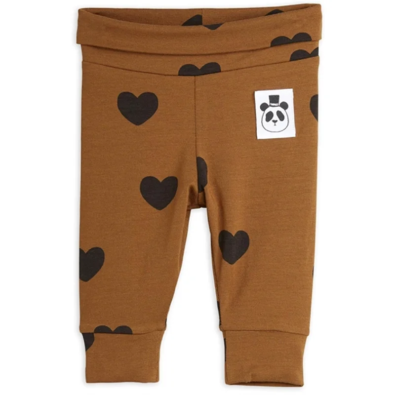 Relaxed Chic Mini Rodini Basic Hearts Brown Newborn Leggings