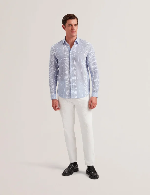 Cool Style Evandes Ls Regular Textured Stripe Shirt Lt-Blue