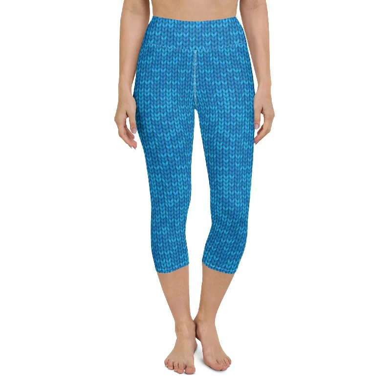 Cozy Outfit Knitted Print Pattern Yoga Capris