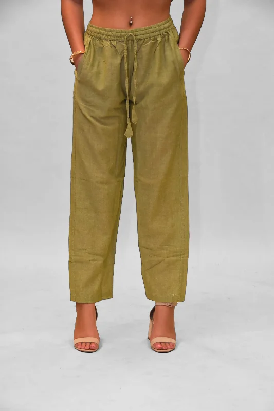 Sweet Girl Unisex Cotton Sage Green  Straight  pants