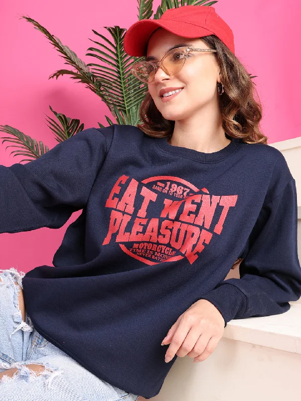 Chic Relaxation VimaL Jonney Regular Fit Blue Printed Sweatshirt For Women