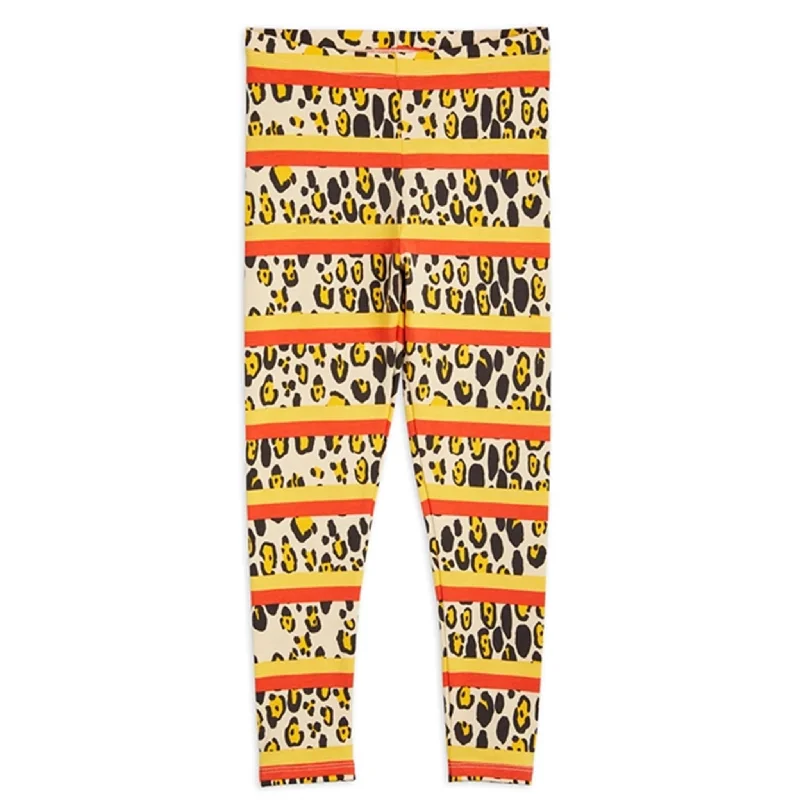 Elegant and noble Mini Rodini Multi Leopard Stripe Aop Leggings