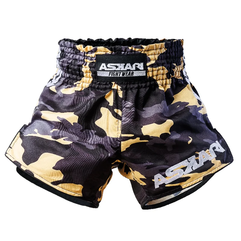 Classic Retro "SOLDIER" ASKARI MUAY THAI SHORTS [24K CAMO]