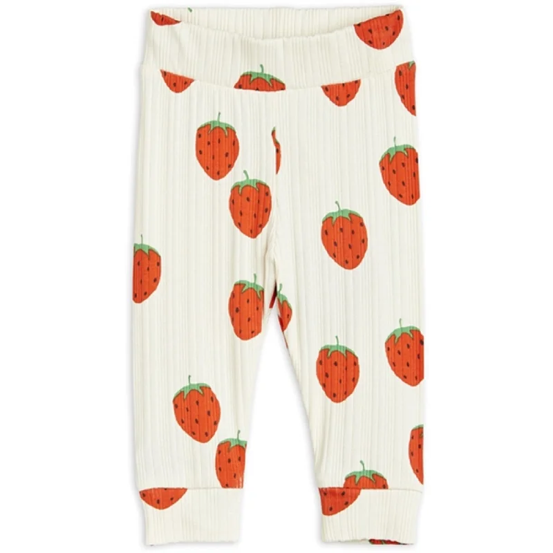 Spring Fashion Mini Rodini Strawberries Aop Nb Leggings Offwhite