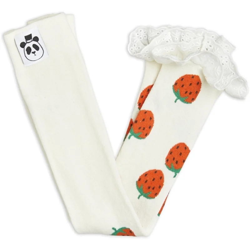 Effortless Comfort Mini Rodini Strawberries Lace Edge Leggings Offwhite