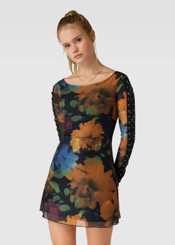 Simple research Women's Floral Printed Dress,Multi