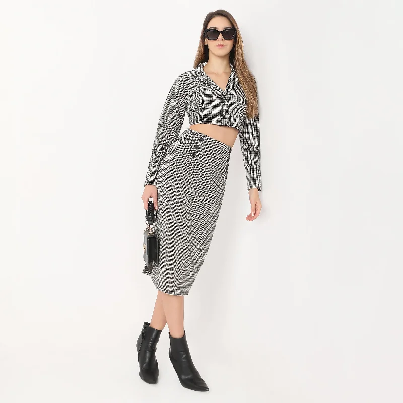 High-end Fabrics Checkered Calf Length Betty Casual Short Skirt