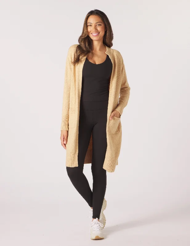 Thin Design Elevated Cardigan: Tan
