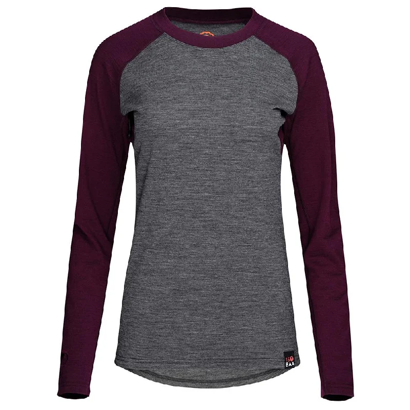Fashion Elements Womens Merino 180 Baseball Crew (Smoke/Wine)