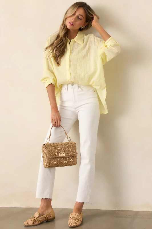 Elegant Tailoring Another Sunny Day Lemon Yellow Button Front Blouse