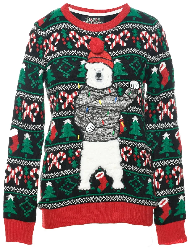 Fashion Must-have Polar Bear Design Christmas Jumper - S
