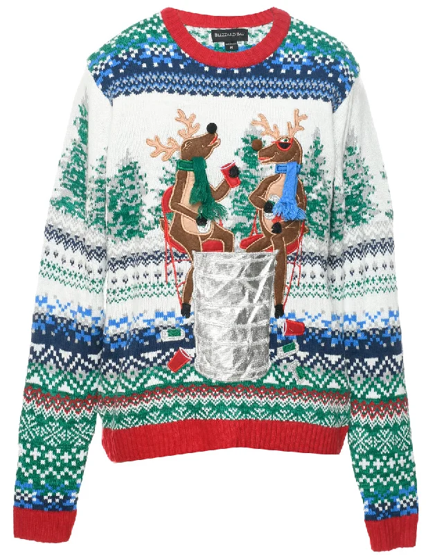 Soft And Comfortable Reindeer Christmas Jumper - M