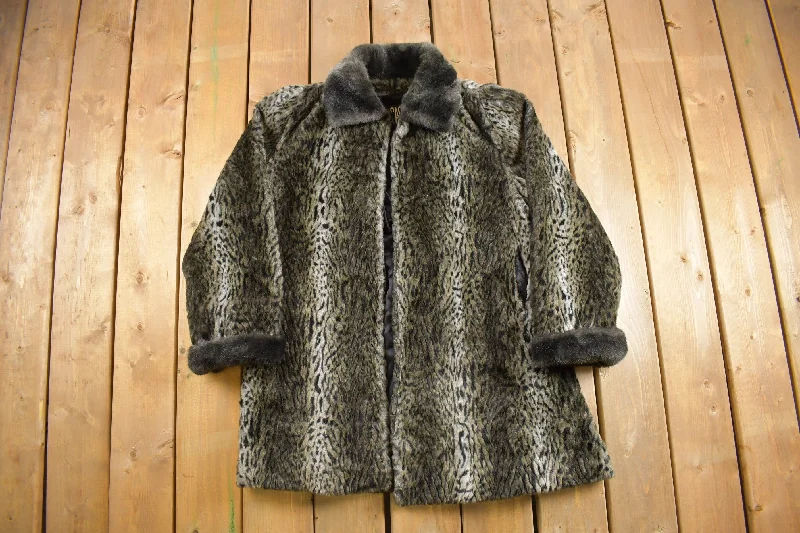 Lace Design Vintage 1980s Cassini Faux Fur Coat