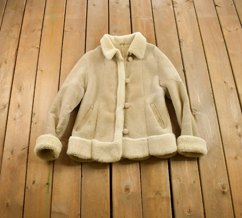 Fashionable And Fashionable Vintage 1980s First Class Authentic Shearling Leather Coat